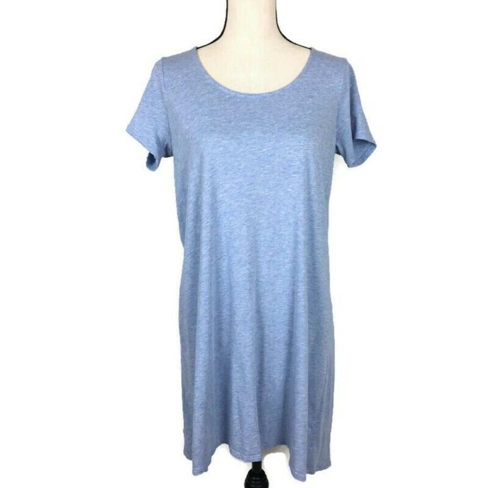 Pure Jill A Line Elliptical Dress Size Small Petite Light Blue Short Sleeve PJs
